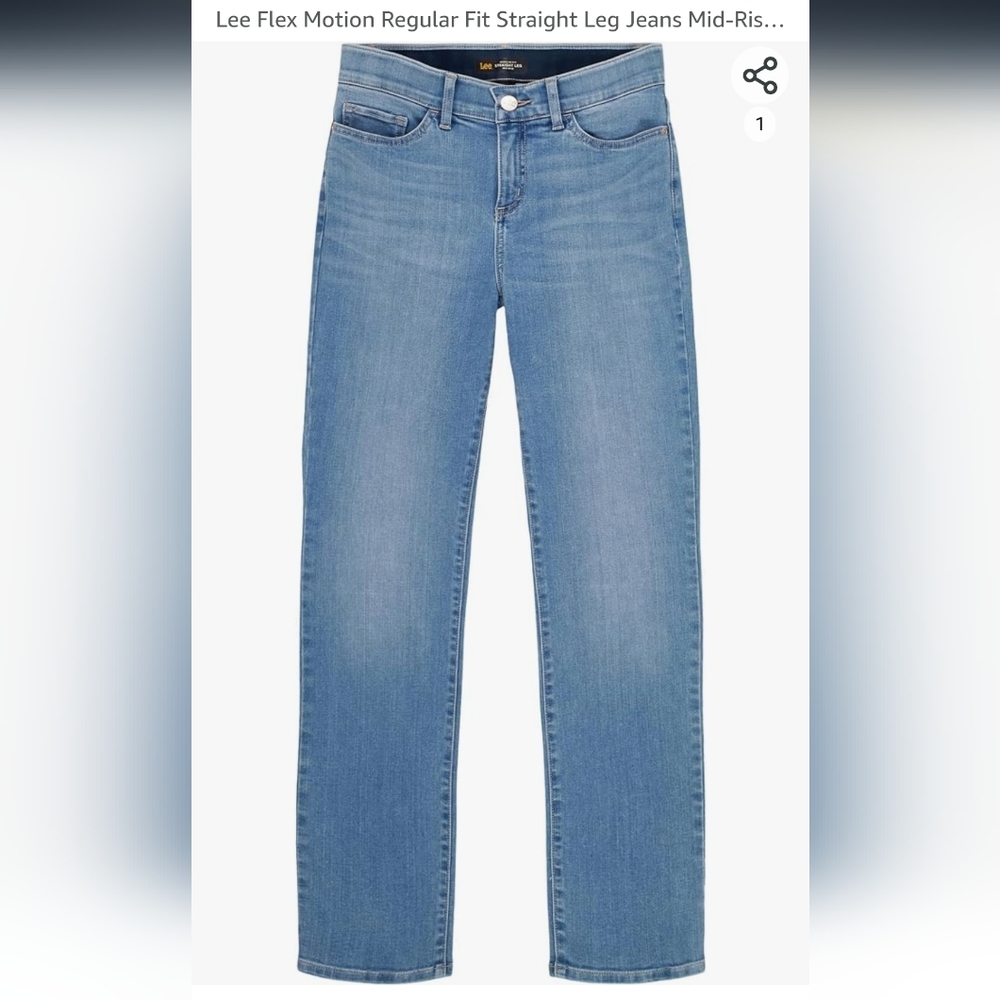 Nwt womens Lee flex motion straight leg regular fit mid rise jeans size 4 Medium